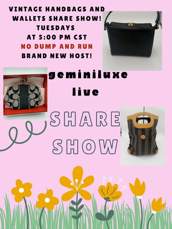 Handbags - Like and Share to know when I go live!  Show